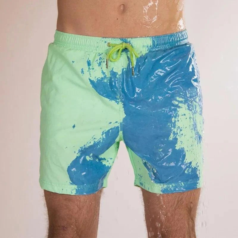 Men's Colour-Changing Swim Shorts with Gradient Quick-Dry Design