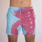 Men's Colour-Changing Swim Shorts with Gradient Quick-Dry Design