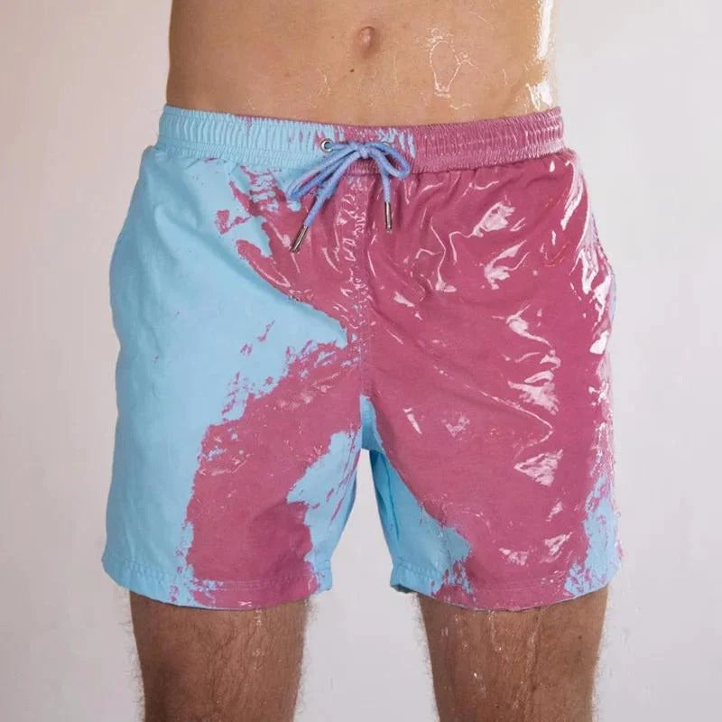Men's Colour-Changing Swim Shorts with Gradient Quick-Dry Design