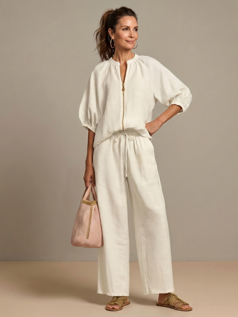 Ensemble décontracté zippé deux pièces pour femme