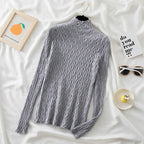 Women's Mock Neck Cable Knit Sweater with Long Sleeves