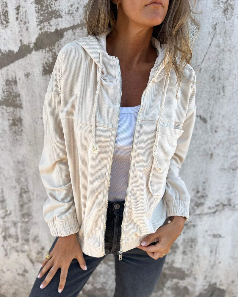 Women’s Corduroy Hooded Zip Jacket
