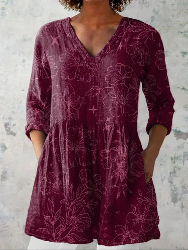 Women’s Floral V-Neck Smock Tunic