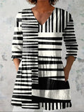 Women’s Geometric Stripe V-Neck Tunic