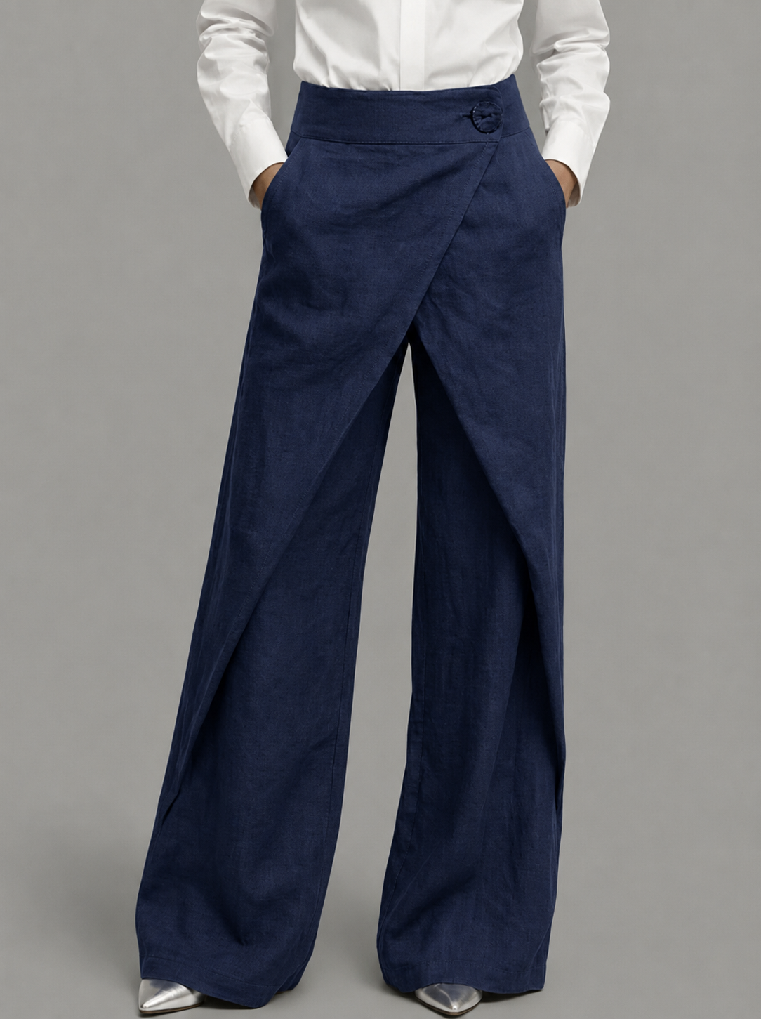 Pantalon large pour femme avec devant portefeuille