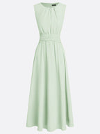 Ärmelloses Chiffon-Maxikleid für Damen mit geraffter Taille und fließendem Saum