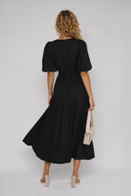 Women's Puff Sleeve Midi Dress for Elegant Everyday and Summer Styling