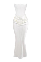 Damen trägerloses Maxikleid mit Korsettoberteil und geraffter Taillensilhouette