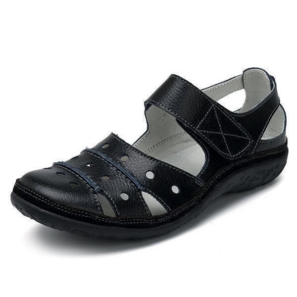 Sandalias de paseo para mujer con recortes y cierre de gancho y bucle