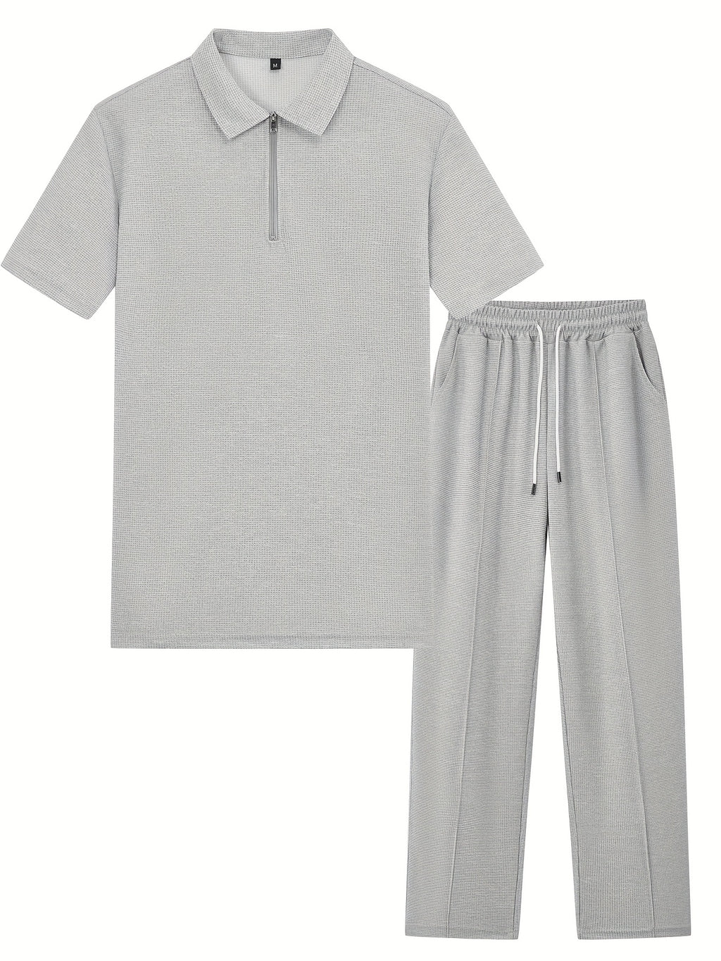 Men's Textured Half-Zip Polo & Trousers Set