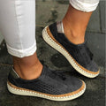 Women's Perforated Tassel Slip-On Loafers with Espadrille Platform Sole