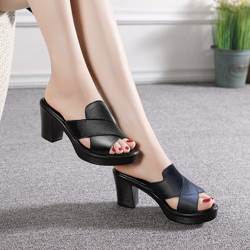 Women’s Cross Strap Block Heel Sandals