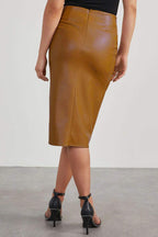 Damen Kunstleder-Wickelrock mit Seitenschlitz für modernen eleganten Stil