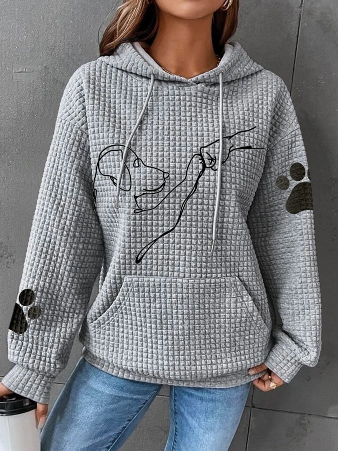 Sweat à capuche texturé pour femme avec motif de chien