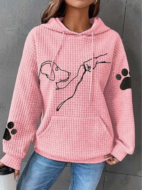 Sweat à capuche texturé pour femme avec motif de chien