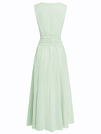 Ärmelloses Chiffon-Maxikleid für Damen mit geraffter Taille und fließendem Saum