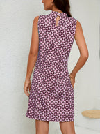 Women’s Geometric Print Sleeveless Dress with Elegant Relaxed Fit