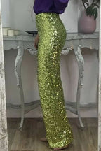 Damen-Pailletten-Partyrhose mit weitem Bein