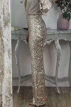 Damen-Pailletten-Partyrhose mit weitem Bein