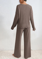 Completo da casa da donna in maglia a coste