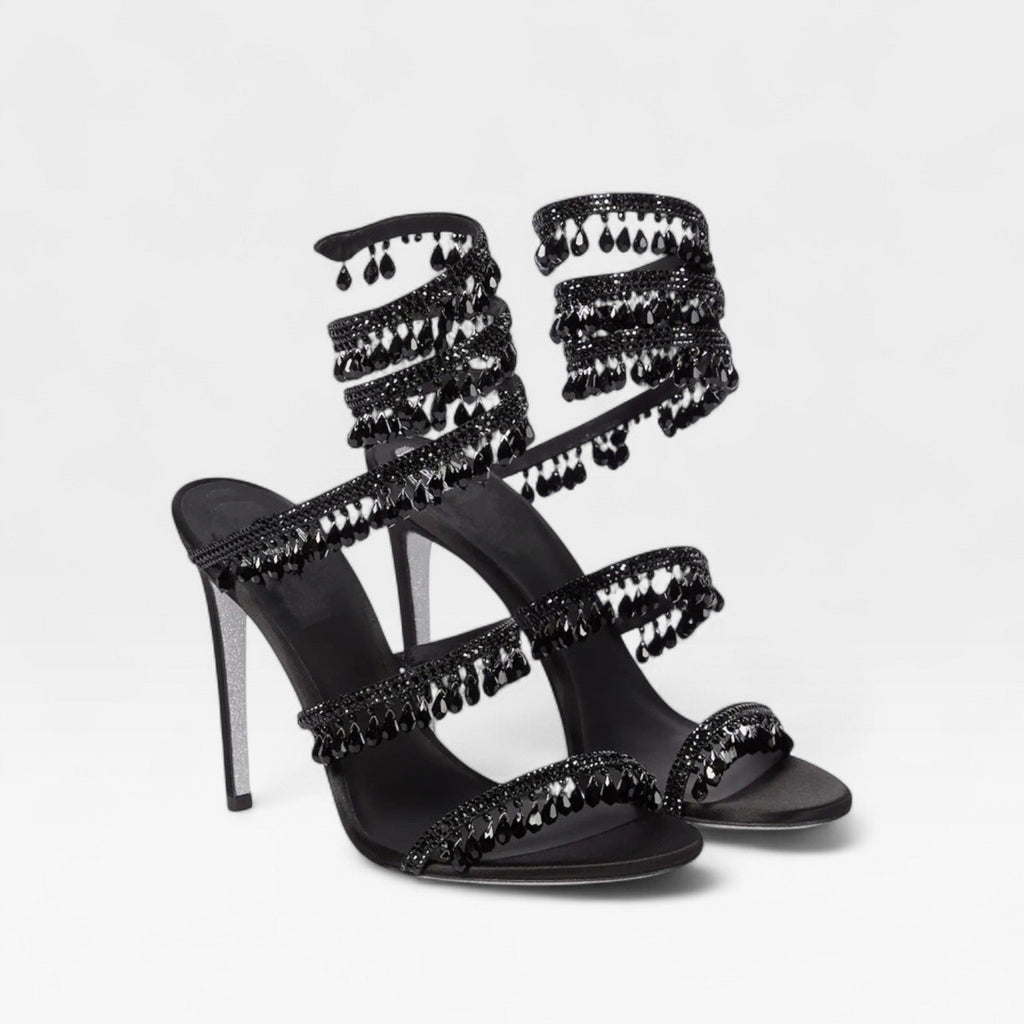 Damen-Stilettosandalen mit Verzierungen und Riemchen zum Umschlingen