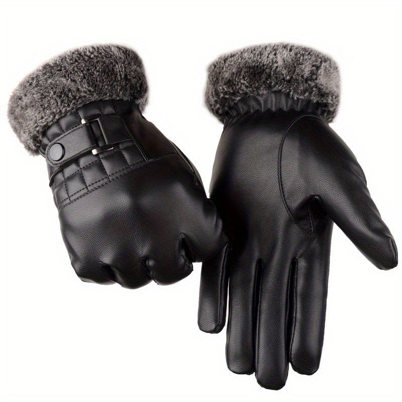 Gants d’hiver pour homme à poignets en fausse fourrure