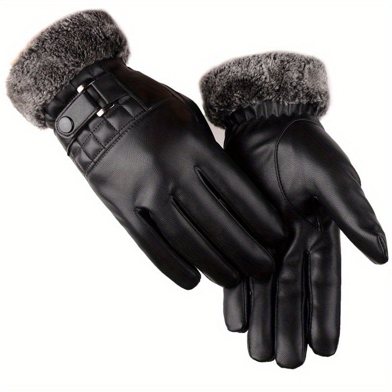 Gants d’hiver pour homme à poignets en fausse fourrure