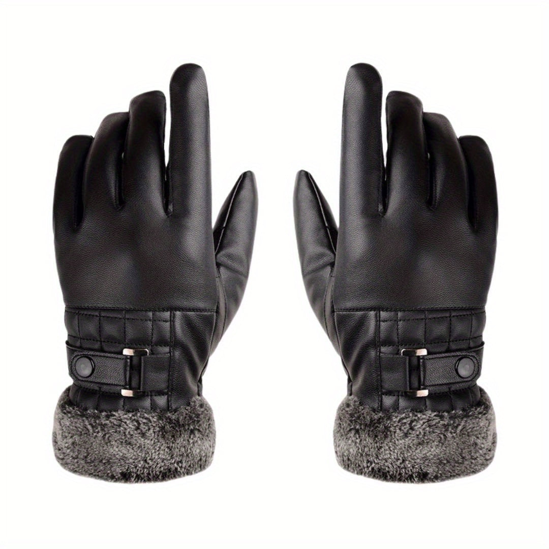 Gants d’hiver pour homme à poignets en fausse fourrure
