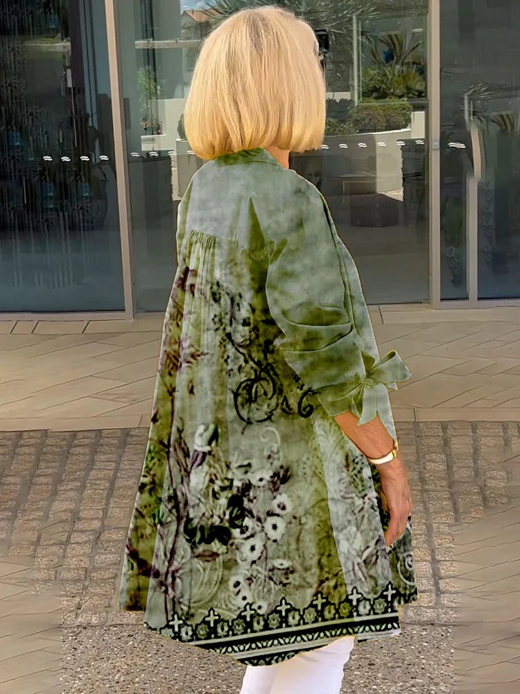 Cárdigan floral largo para mujer