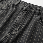 Damen-Pinstripe-Jeans mit weitem Bein