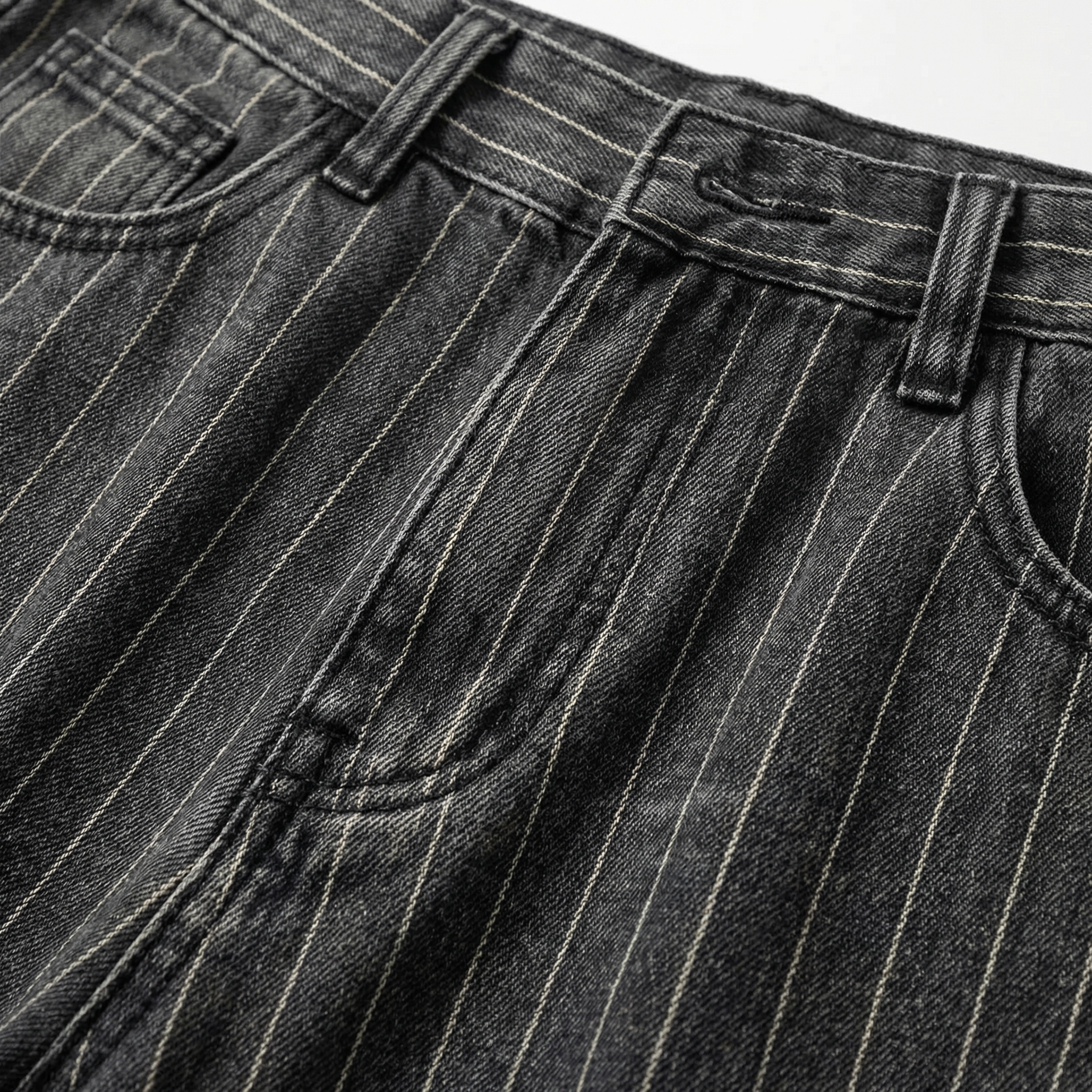 Damen-Pinstripe-Jeans mit weitem Bein