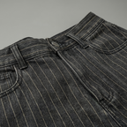 Damen-Pinstripe-Jeans mit weitem Bein