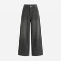 Damen-Pinstripe-Jeans mit weitem Bein