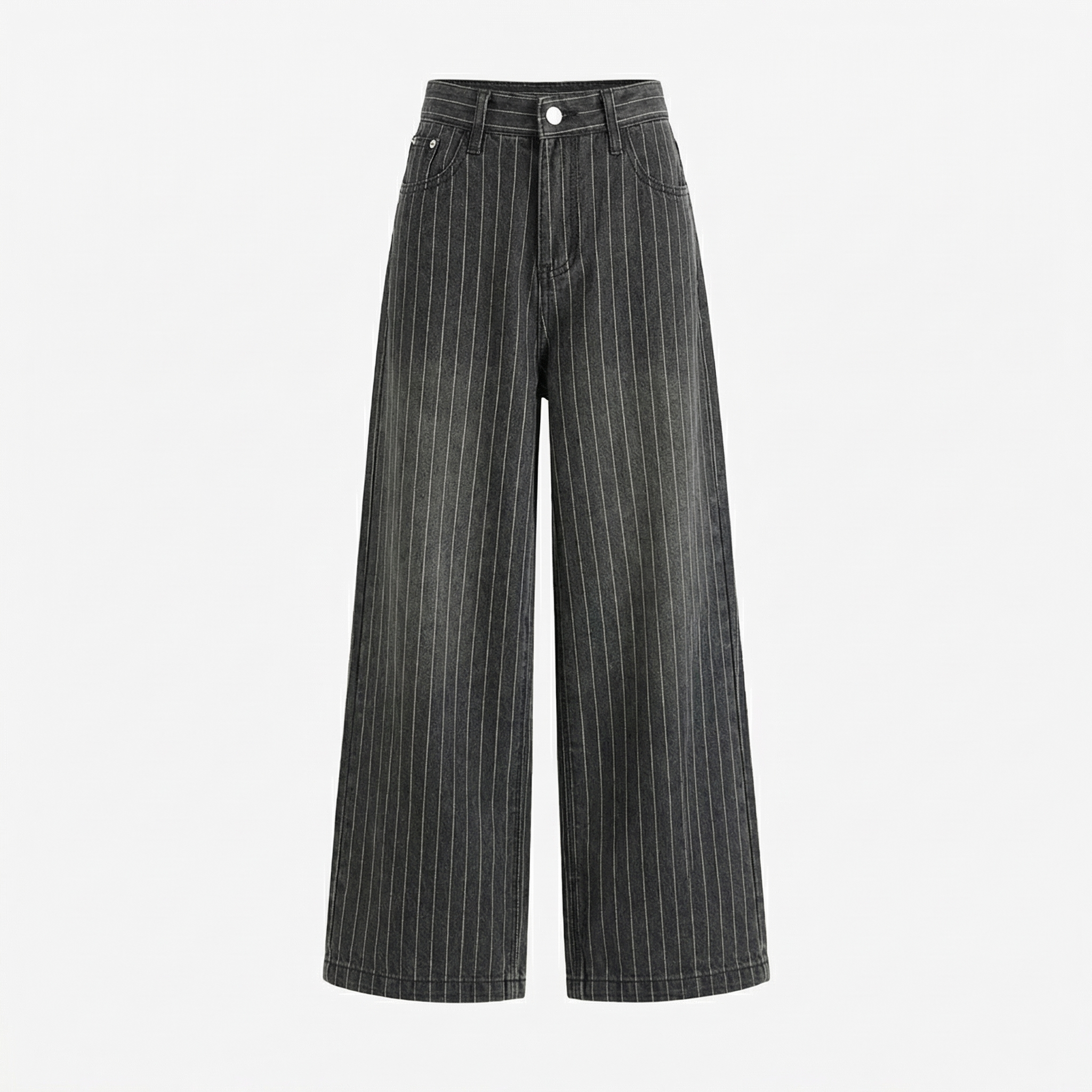 Damen-Pinstripe-Jeans mit weitem Bein