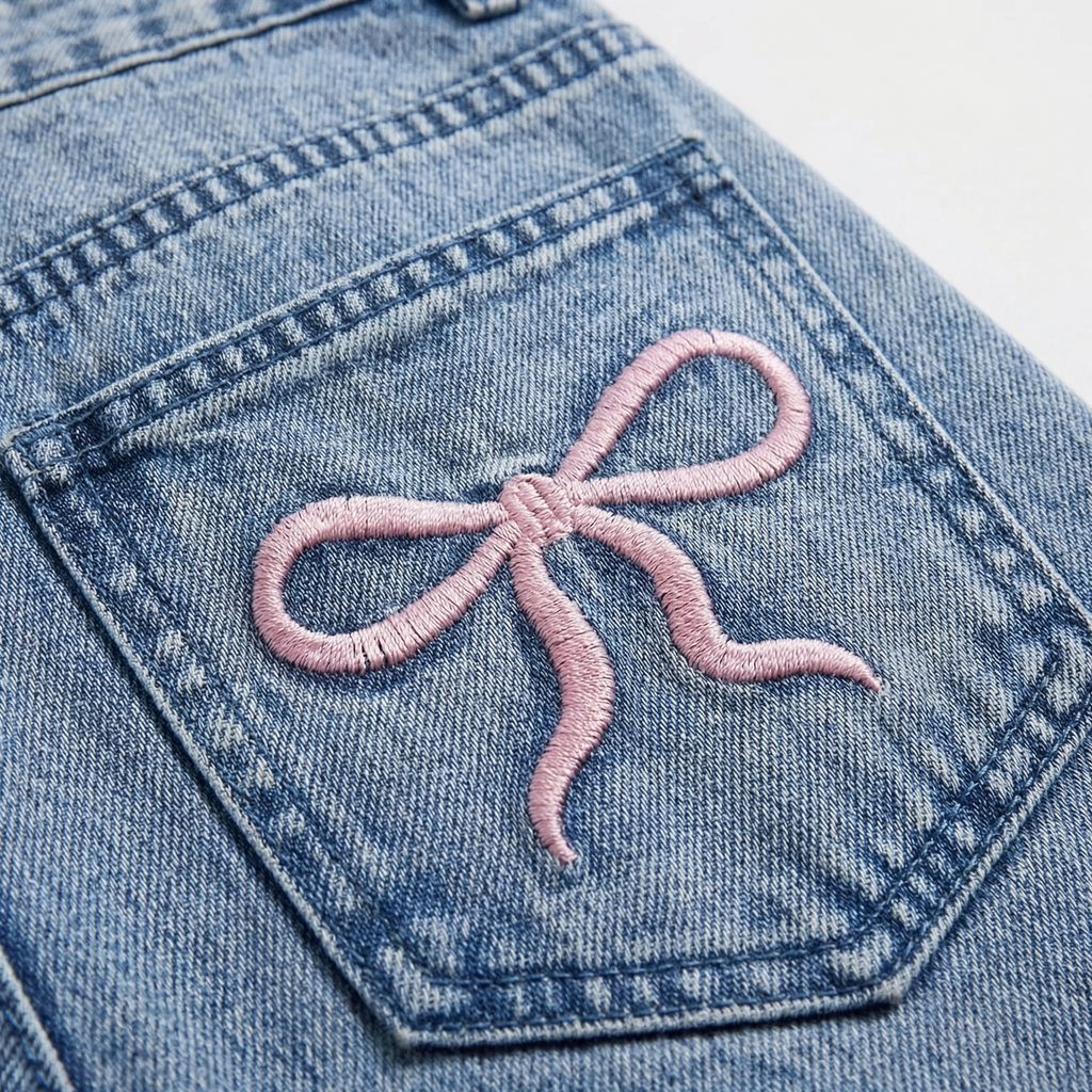 Jean large à détail nœud pour femme