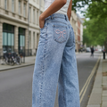 Jean large à détail nœud pour femme