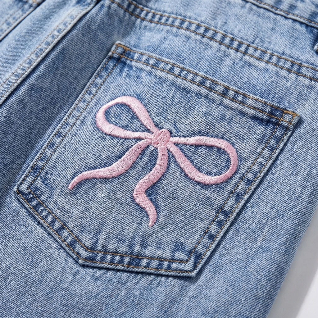 Jean large à détail nœud pour femme