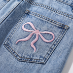 Jean large à détail nœud pour femme