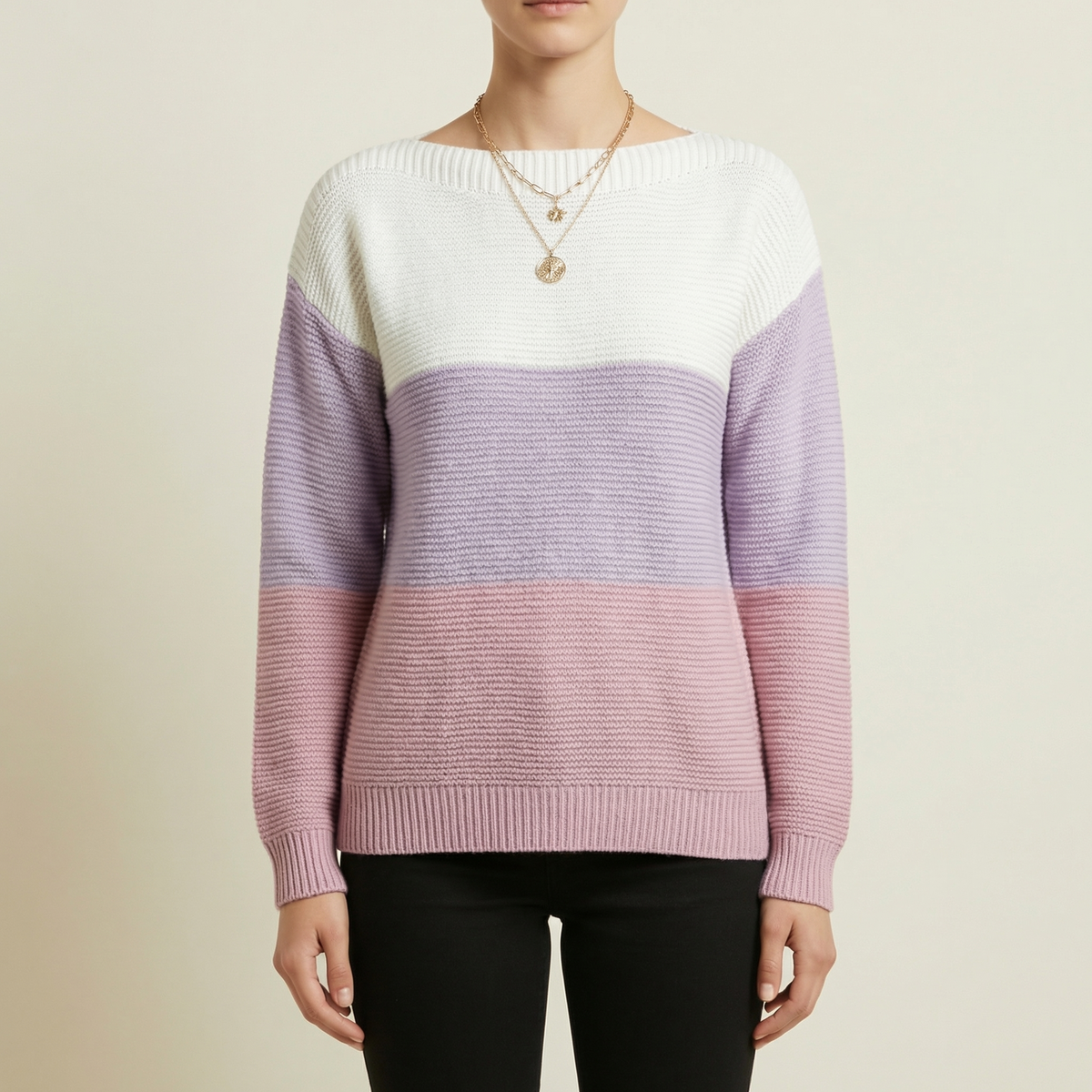 Pull en maille color block pour femme