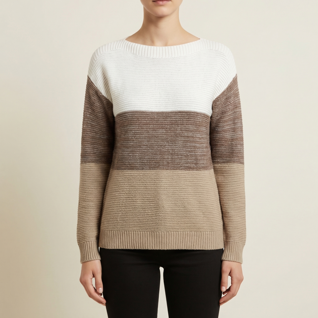 Suéter de punto para mujer con bloques de color