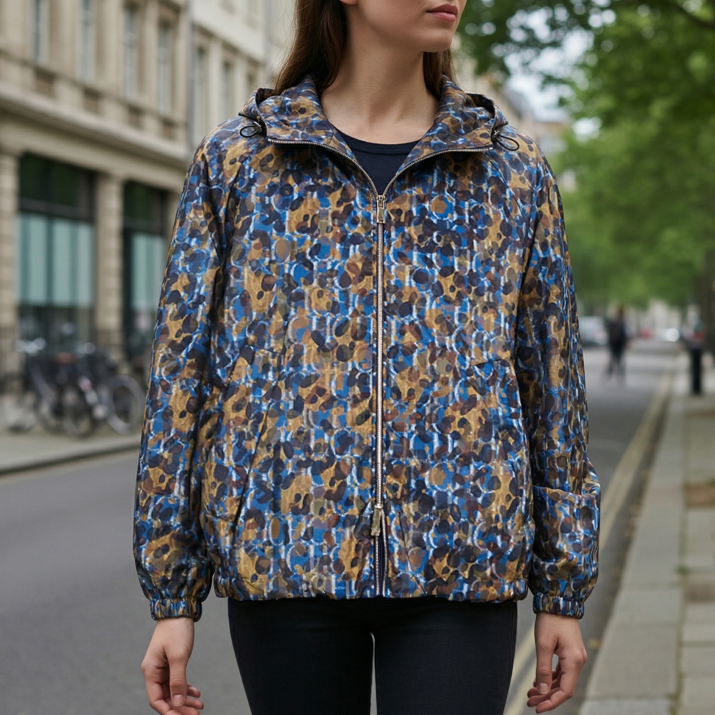 Bedruckte Damen-Kapuzenjacke mit Reißverschluss