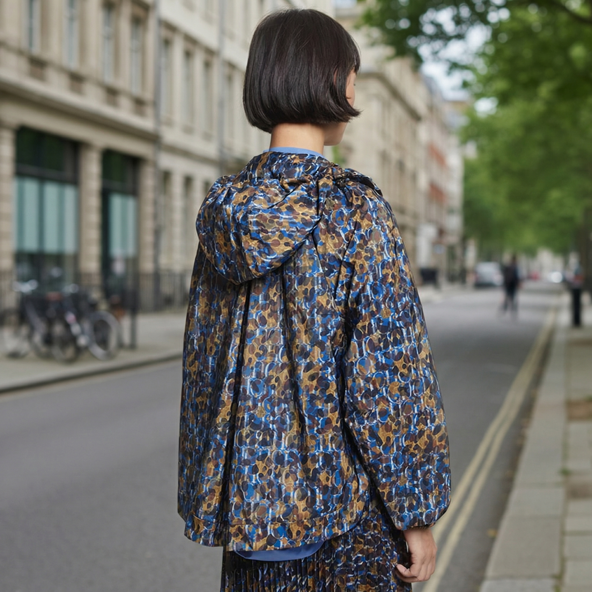 Bedruckte Damen-Kapuzenjacke mit Reißverschluss