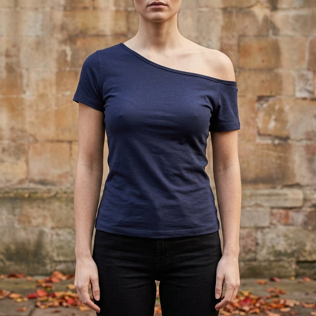 T-shirt asymétrique à épaules dénudées pour femme