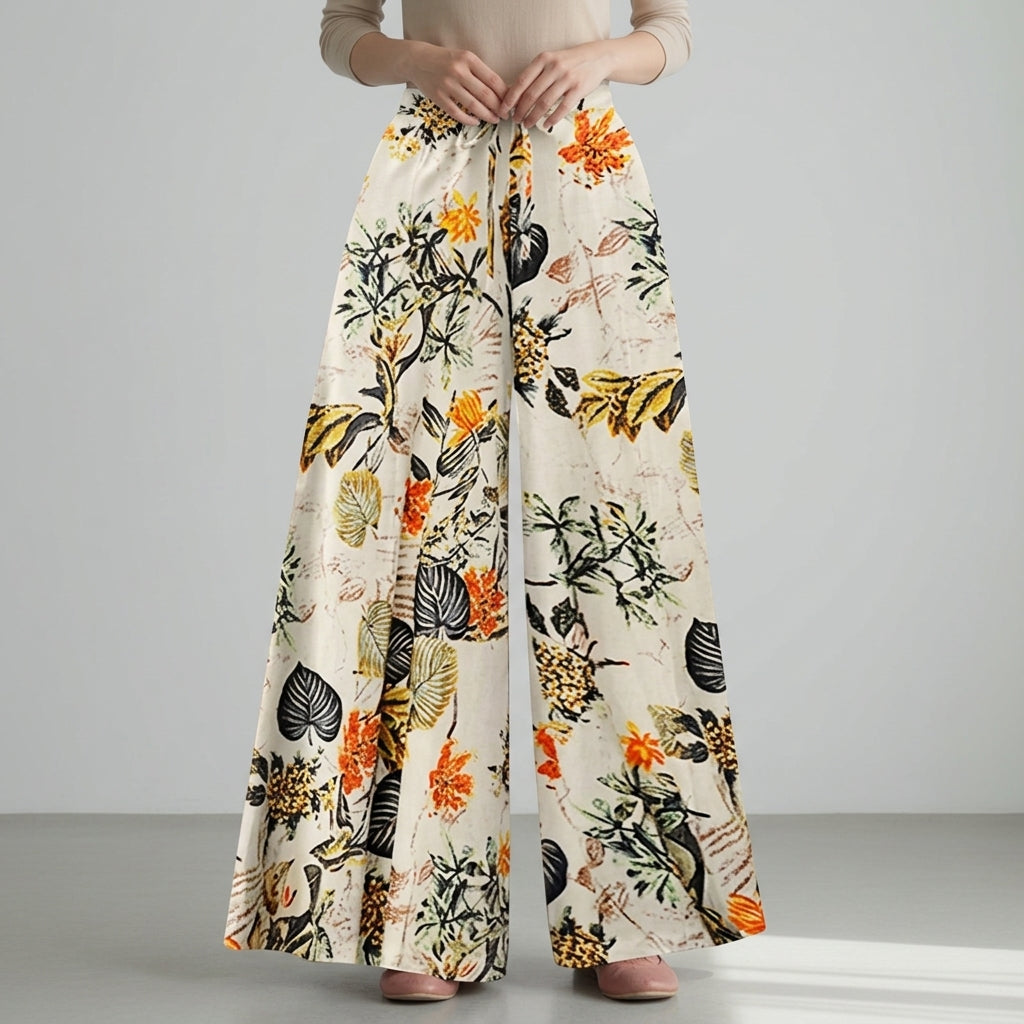 Botanische Damenhose mit weitem Bein