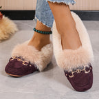 Mules chaussons pour femme bordés de fausse fourrure