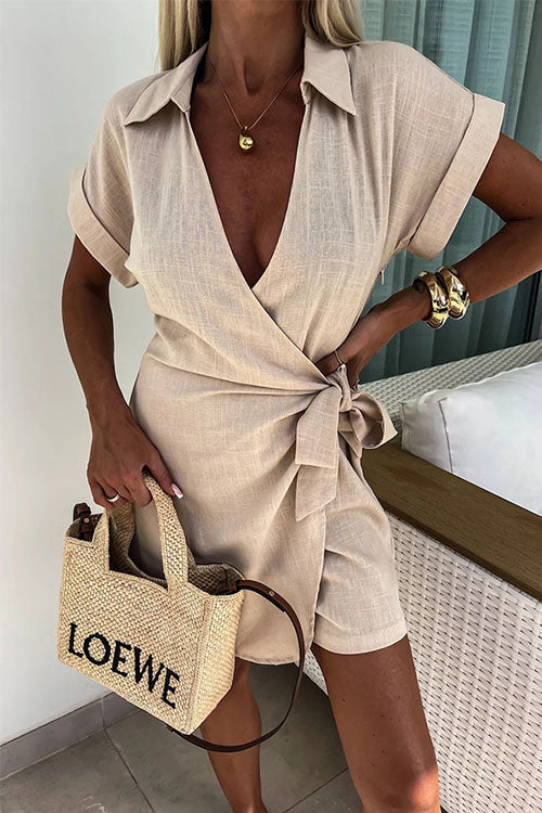 Women’s Collared Wrap Mini Dress