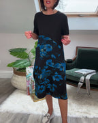 Women's Floral Panel Midi Dress
