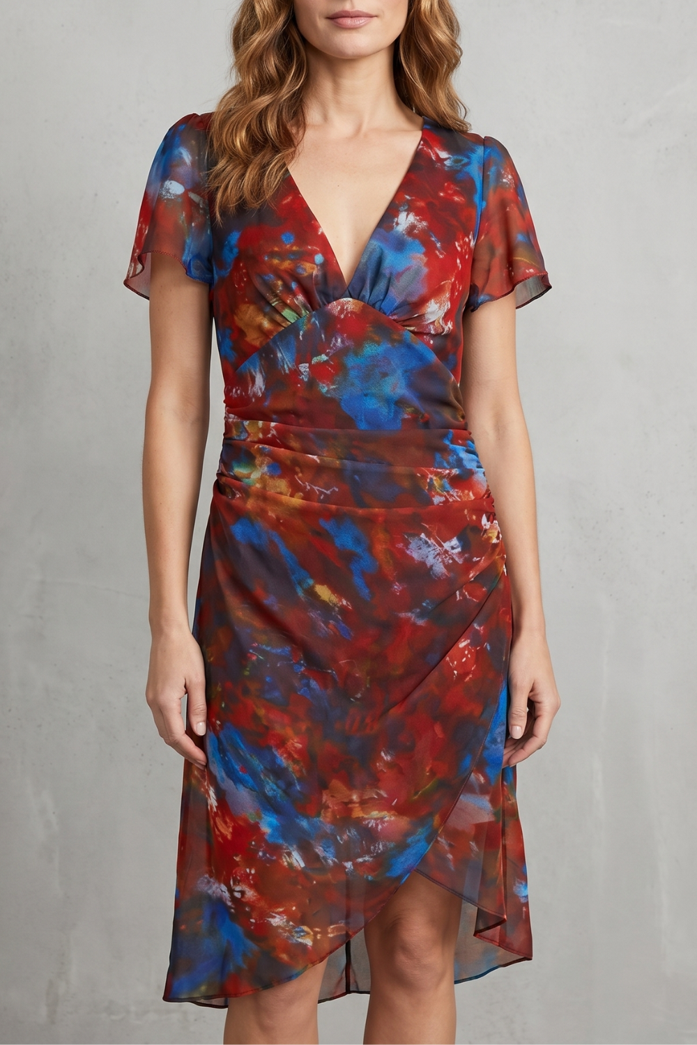 Bedrucktes Wickel-Midikleid für Damen