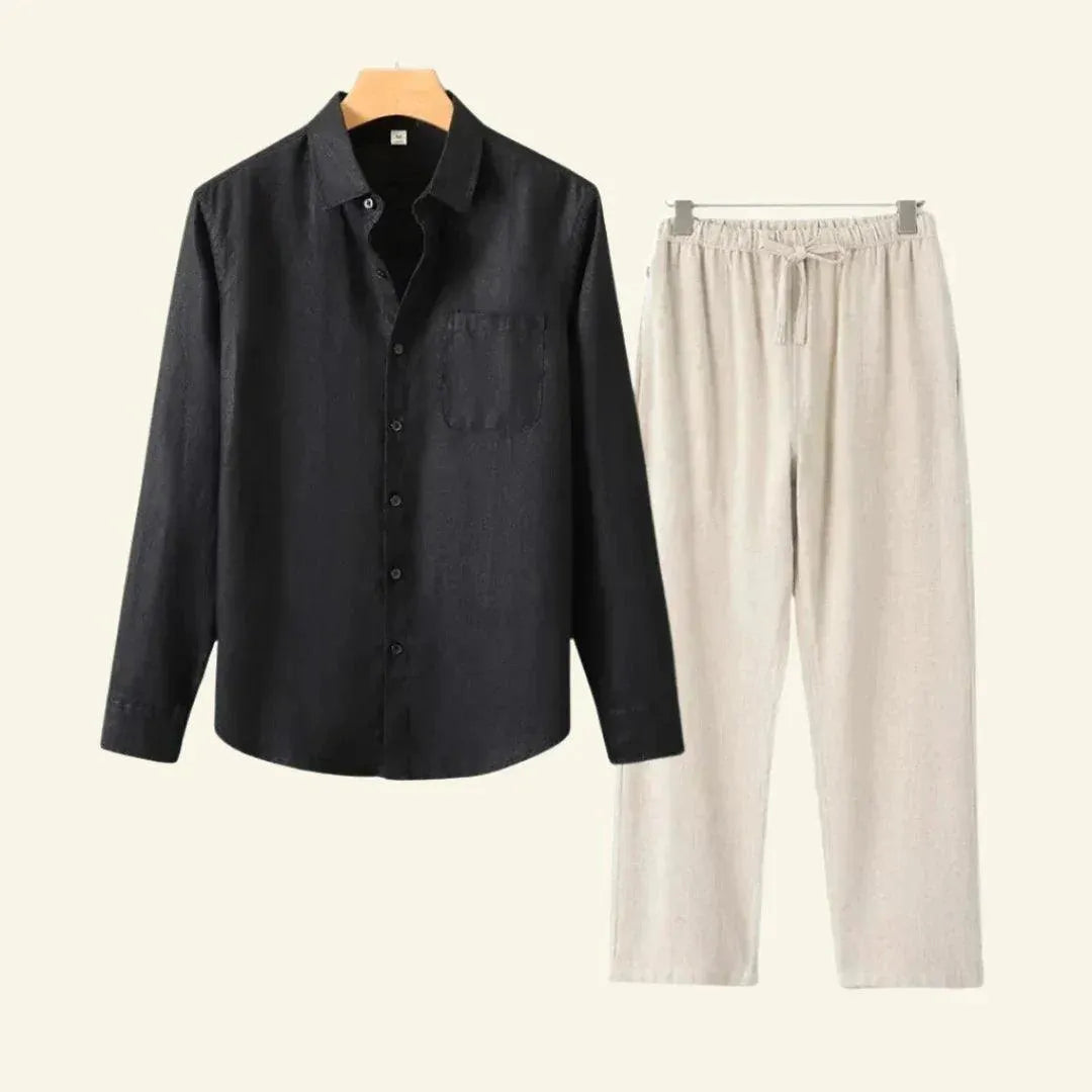 Men's Linen Co-ord Set with Relaxed Fit Breathable Lightweight Summer Style