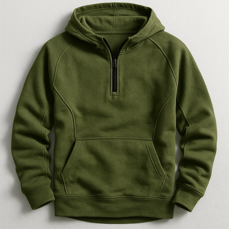 Sweat-shirt à capuche pour homme avec demi-fermeture éclair
